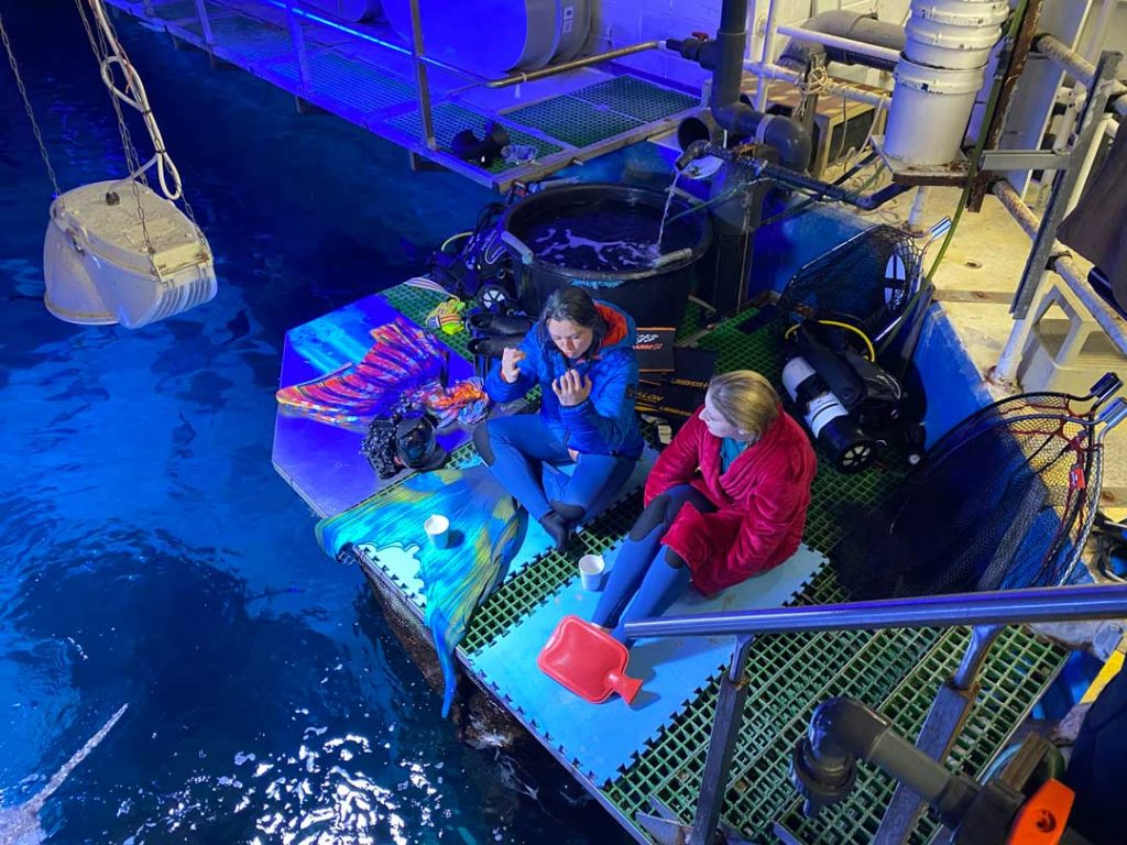 hire-a-mermaid-bts-keeping-warm